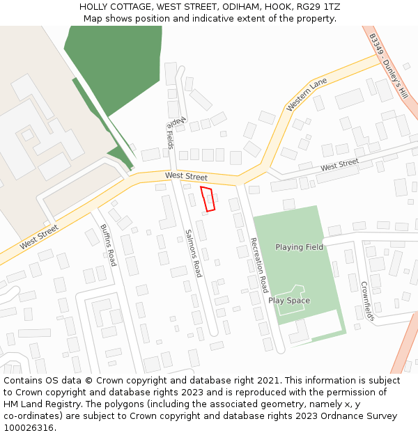 HOLLY COTTAGE, WEST STREET, ODIHAM, HOOK, RG29 1TZ: Location map and indicative extent of plot