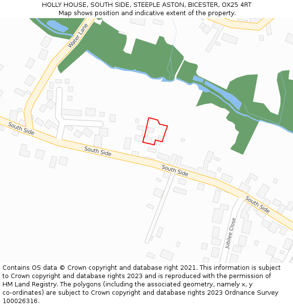 HOLLY HOUSE, SOUTH SIDE, STEEPLE ASTON, BICESTER, OX25 4RT: Location map and indicative extent of plot