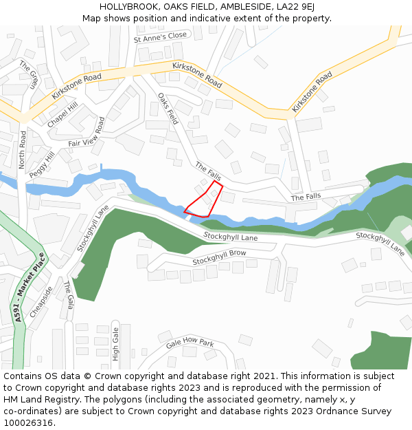 HOLLYBROOK, OAKS FIELD, AMBLESIDE, LA22 9EJ: Location map and indicative extent of plot