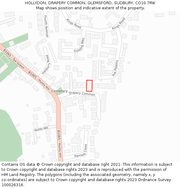 HOLLYDON, DRAPERY COMMON, GLEMSFORD, SUDBURY, CO10 7RW: Location map and indicative extent of plot