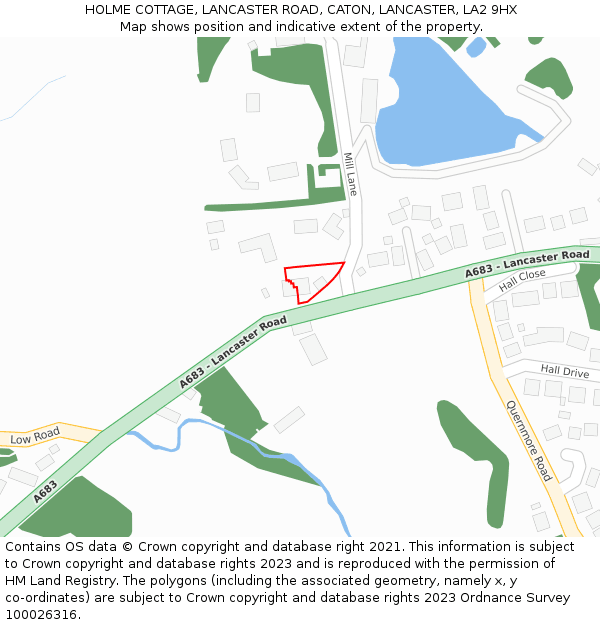 HOLME COTTAGE, LANCASTER ROAD, CATON, LANCASTER, LA2 9HX: Location map and indicative extent of plot