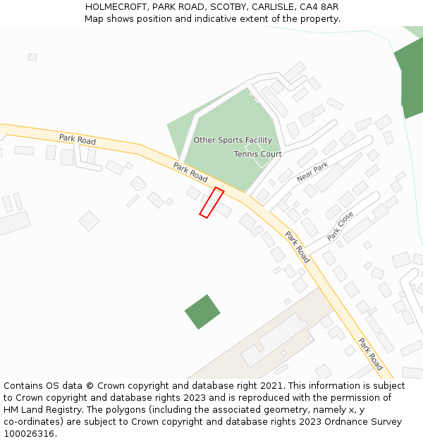 HOLMECROFT, PARK ROAD, SCOTBY, CARLISLE, CA4 8AR: Location map and indicative extent of plot