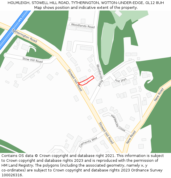 HOLMLEIGH, STOWELL HILL ROAD, TYTHERINGTON, WOTTON-UNDER-EDGE, GL12 8UH: Location map and indicative extent of plot