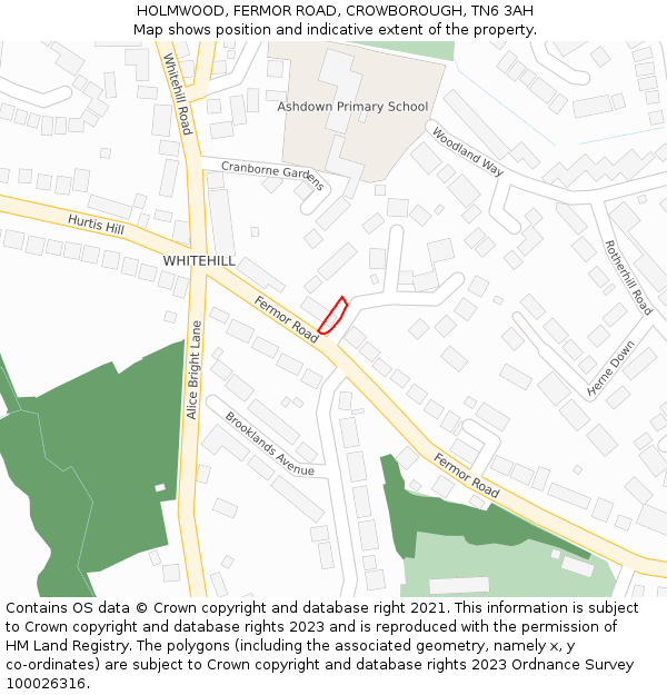 HOLMWOOD, FERMOR ROAD, CROWBOROUGH, TN6 3AH: Location map and indicative extent of plot