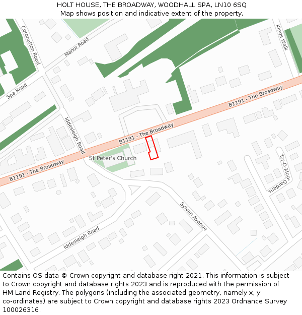 HOLT HOUSE, THE BROADWAY, WOODHALL SPA, LN10 6SQ: Location map and indicative extent of plot