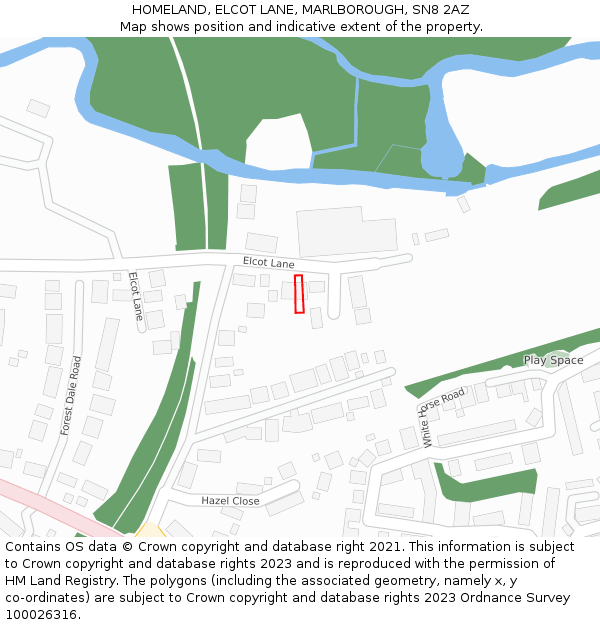 HOMELAND, ELCOT LANE, MARLBOROUGH, SN8 2AZ: Location map and indicative extent of plot