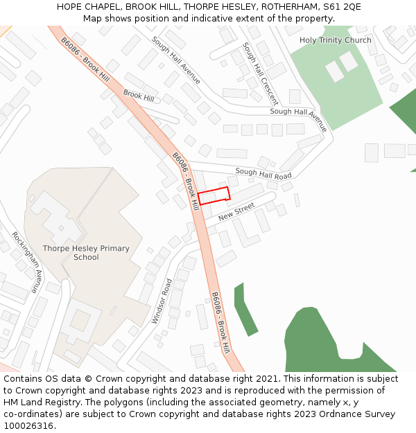 HOPE CHAPEL, BROOK HILL, THORPE HESLEY, ROTHERHAM, S61 2QE: Location map and indicative extent of plot