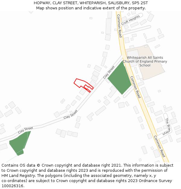 HOPWAY, CLAY STREET, WHITEPARISH, SALISBURY, SP5 2ST: Location map and indicative extent of plot