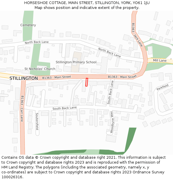 HORSESHOE COTTAGE, MAIN STREET, STILLINGTON, YORK, YO61 1JU: Location map and indicative extent of plot