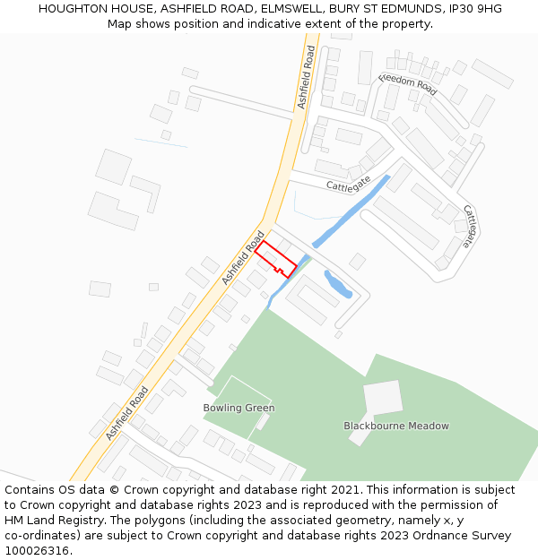 HOUGHTON HOUSE, ASHFIELD ROAD, ELMSWELL, BURY ST EDMUNDS, IP30 9HG: Location map and indicative extent of plot