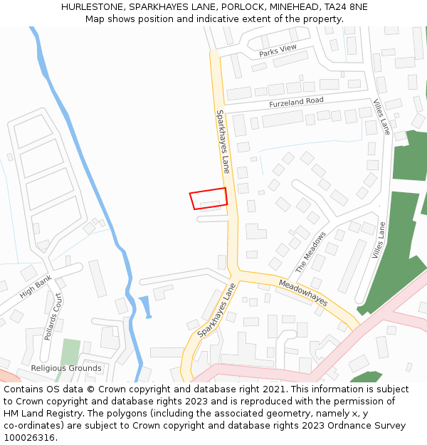 HURLESTONE, SPARKHAYES LANE, PORLOCK, MINEHEAD, TA24 8NE: Location map and indicative extent of plot