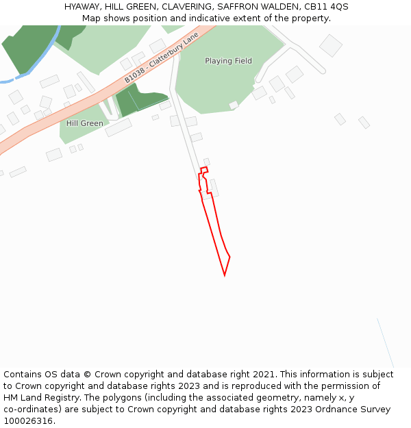 HYAWAY, HILL GREEN, CLAVERING, SAFFRON WALDEN, CB11 4QS: Location map and indicative extent of plot