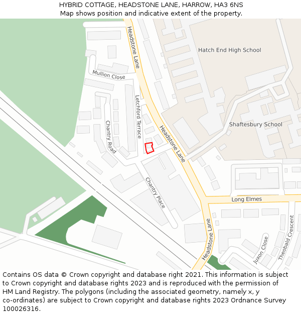 HYBRID COTTAGE, HEADSTONE LANE, HARROW, HA3 6NS: Location map and indicative extent of plot