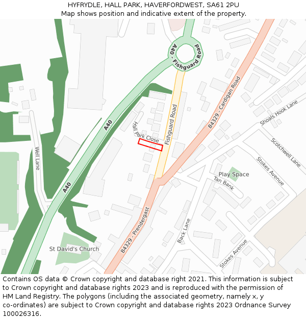 HYFRYDLE, HALL PARK, HAVERFORDWEST, SA61 2PU: Location map and indicative extent of plot