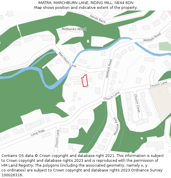 IMATRA, MARCHBURN LANE, RIDING MILL, NE44 6DN: Location map and indicative extent of plot