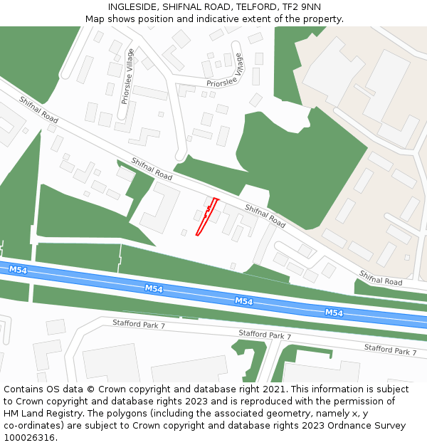 INGLESIDE, SHIFNAL ROAD, TELFORD, TF2 9NN: Location map and indicative extent of plot