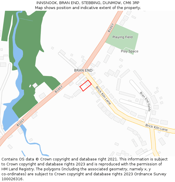 INNSNOOK, BRAN END, STEBBING, DUNMOW, CM6 3RP: Location map and indicative extent of plot