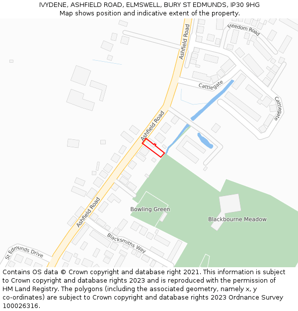 IVYDENE, ASHFIELD ROAD, ELMSWELL, BURY ST EDMUNDS, IP30 9HG: Location map and indicative extent of plot