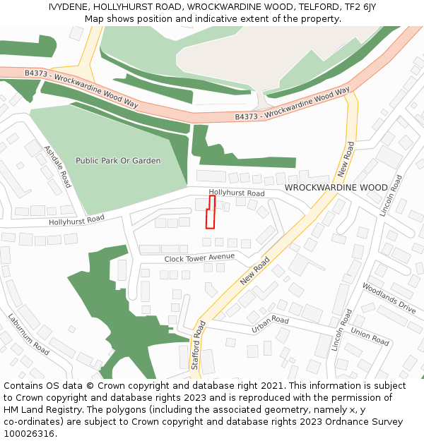 IVYDENE, HOLLYHURST ROAD, WROCKWARDINE WOOD, TELFORD, TF2 6JY: Location map and indicative extent of plot