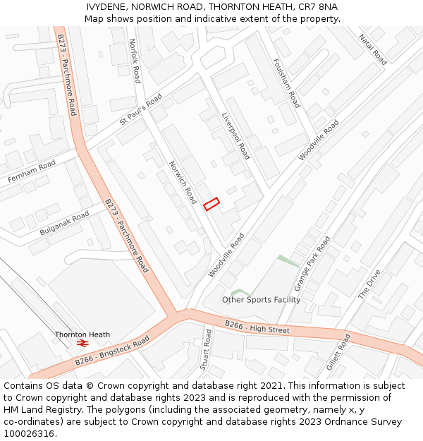 IVYDENE, NORWICH ROAD, THORNTON HEATH, CR7 8NA: Location map and indicative extent of plot