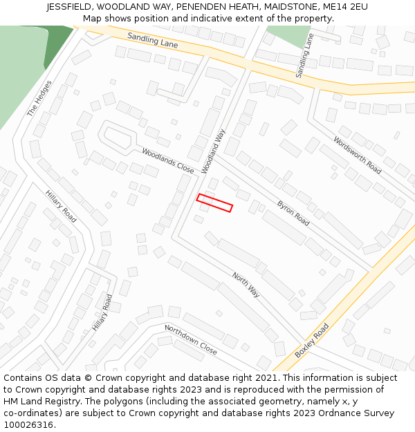 JESSFIELD, WOODLAND WAY, PENENDEN HEATH, MAIDSTONE, ME14 2EU: Location map and indicative extent of plot