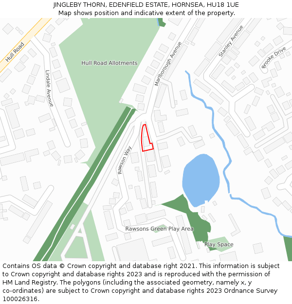 JINGLEBY THORN, EDENFIELD ESTATE, HORNSEA, HU18 1UE: Location map and indicative extent of plot