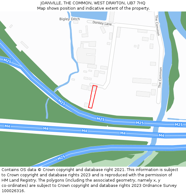 JOANVILLE, THE COMMON, WEST DRAYTON, UB7 7HQ: Location map and indicative extent of plot