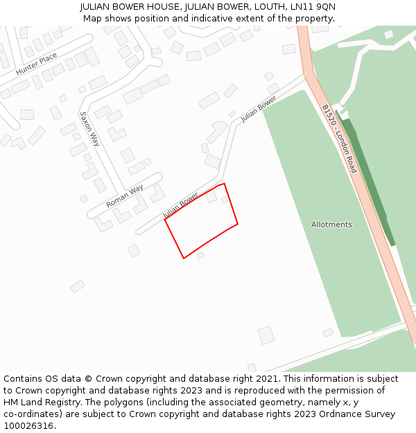 JULIAN BOWER HOUSE, JULIAN BOWER, LOUTH, LN11 9QN: Location map and indicative extent of plot