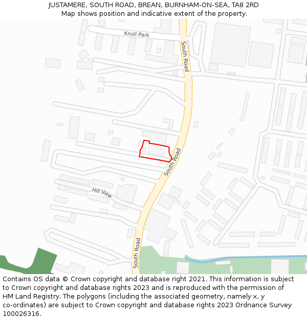 JUSTAMERE, SOUTH ROAD, BREAN, BURNHAM-ON-SEA, TA8 2RD: Location map and indicative extent of plot