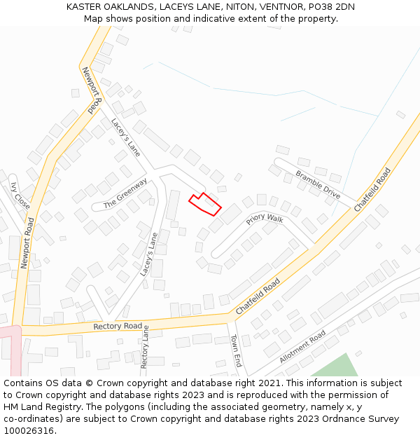 KASTER OAKLANDS, LACEYS LANE, NITON, VENTNOR, PO38 2DN: Location map and indicative extent of plot