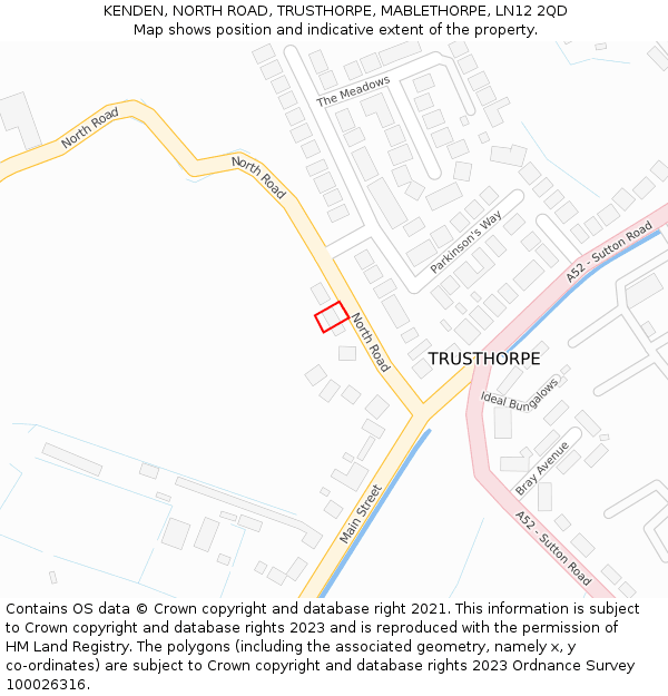 KENDEN, NORTH ROAD, TRUSTHORPE, MABLETHORPE, LN12 2QD: Location map and indicative extent of plot