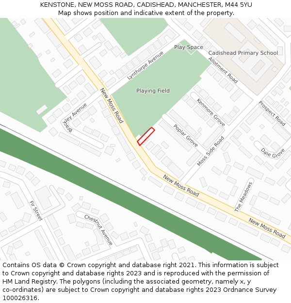 KENSTONE, NEW MOSS ROAD, CADISHEAD, MANCHESTER, M44 5YU: Location map and indicative extent of plot