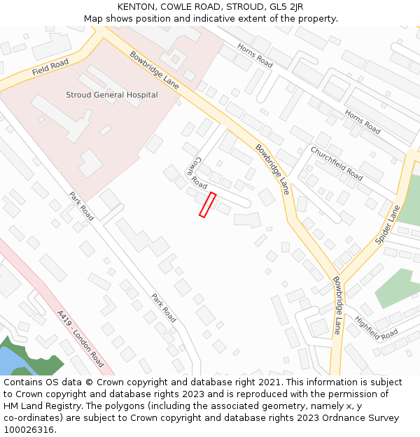 KENTON, COWLE ROAD, STROUD, GL5 2JR: Location map and indicative extent of plot