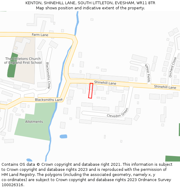 KENTON, SHINEHILL LANE, SOUTH LITTLETON, EVESHAM, WR11 8TR: Location map and indicative extent of plot