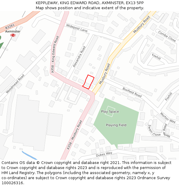 KEPPLEWAY, KING EDWARD ROAD, AXMINSTER, EX13 5PP: Location map and indicative extent of plot