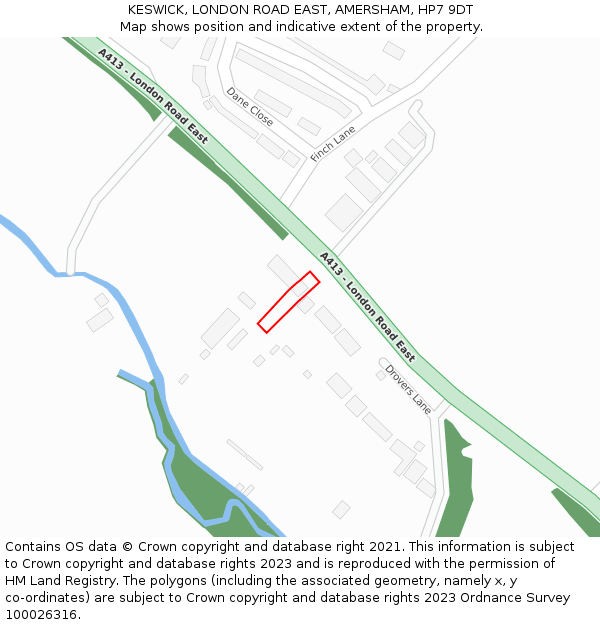 KESWICK, LONDON ROAD EAST, AMERSHAM, HP7 9DT: Location map and indicative extent of plot