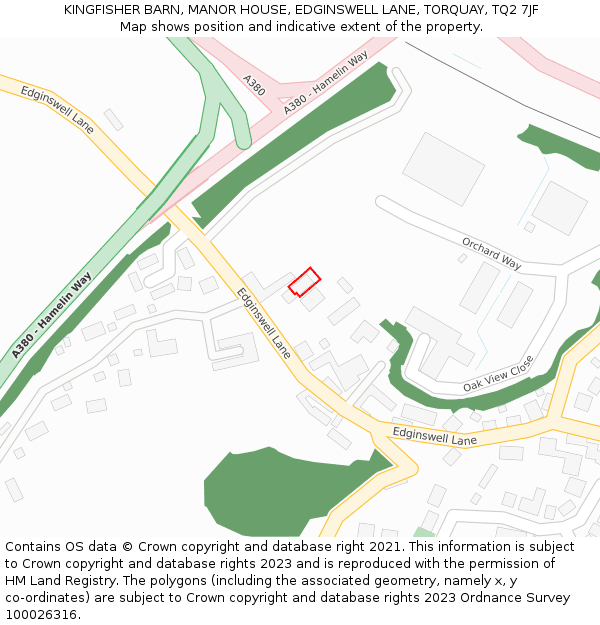 KINGFISHER BARN, MANOR HOUSE, EDGINSWELL LANE, TORQUAY, TQ2 7JF: Location map and indicative extent of plot