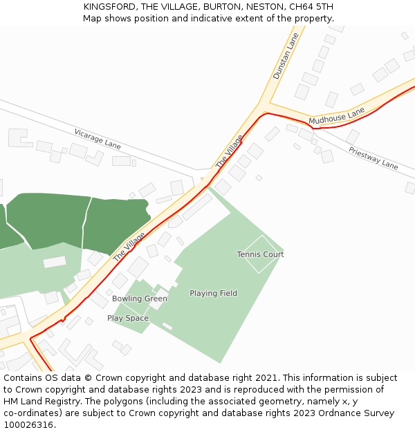 KINGSFORD, THE VILLAGE, BURTON, NESTON, CH64 5TH: Location map and indicative extent of plot