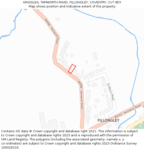 KINGSLEA, TAMWORTH ROAD, FILLONGLEY, COVENTRY, CV7 8DY: Location map and indicative extent of plot