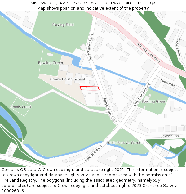 KINGSWOOD, BASSETSBURY LANE, HIGH WYCOMBE, HP11 1QX: Location map and indicative extent of plot