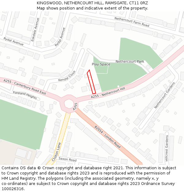 KINGSWOOD, NETHERCOURT HILL, RAMSGATE, CT11 0RZ: Location map and indicative extent of plot