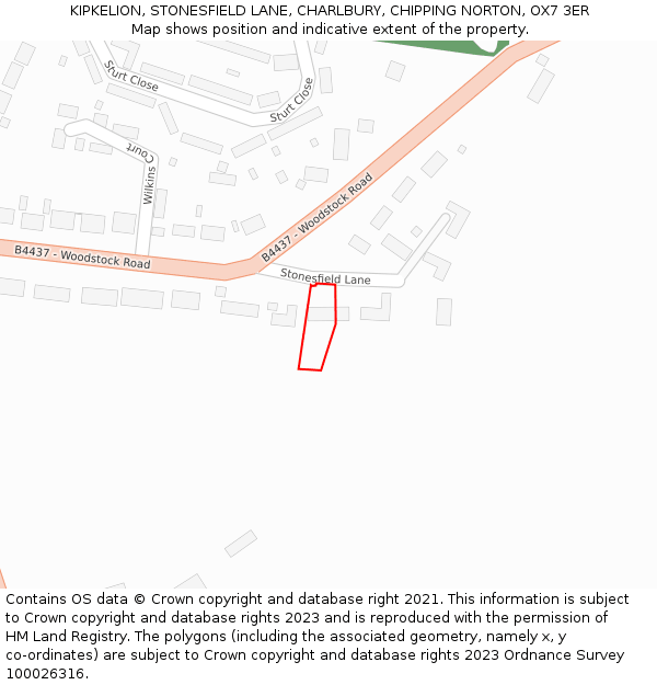 KIPKELION, STONESFIELD LANE, CHARLBURY, CHIPPING NORTON, OX7 3ER: Location map and indicative extent of plot