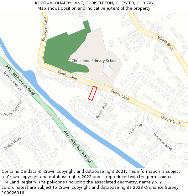 KOPRIVA, QUARRY LANE, CHRISTLETON, CHESTER, CH3 7AY: Location map and indicative extent of plot