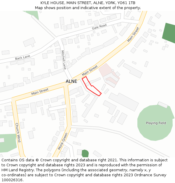 KYLE HOUSE, MAIN STREET, ALNE, YORK, YO61 1TB: Location map and indicative extent of plot