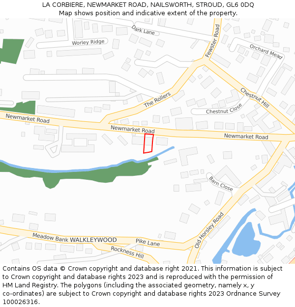 LA CORBIERE, NEWMARKET ROAD, NAILSWORTH, STROUD, GL6 0DQ: Location map and indicative extent of plot