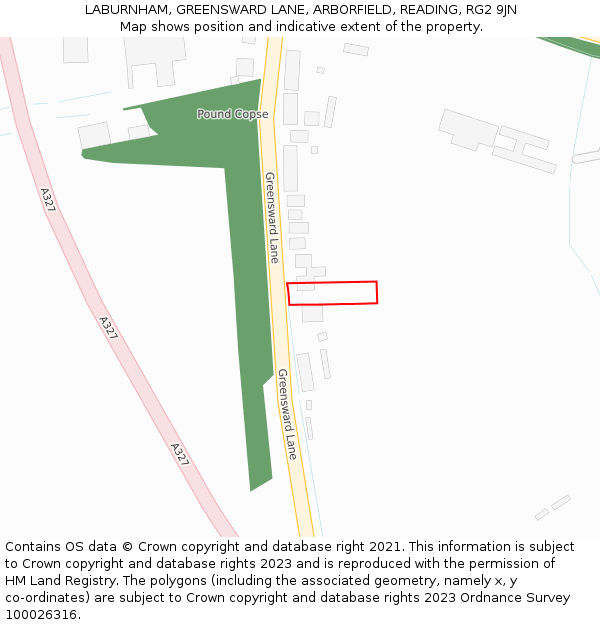 LABURNHAM, GREENSWARD LANE, ARBORFIELD, READING, RG2 9JN: Location map and indicative extent of plot