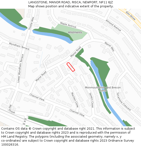 LANGSTONE, MANOR ROAD, RISCA, NEWPORT, NP11 6JZ: Location map and indicative extent of plot