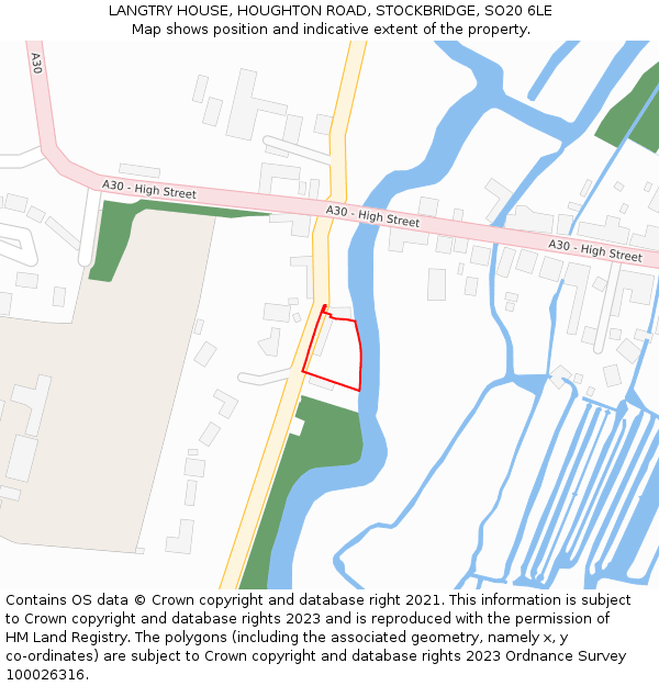 LANGTRY HOUSE, HOUGHTON ROAD, STOCKBRIDGE, SO20 6LE: Location map and indicative extent of plot