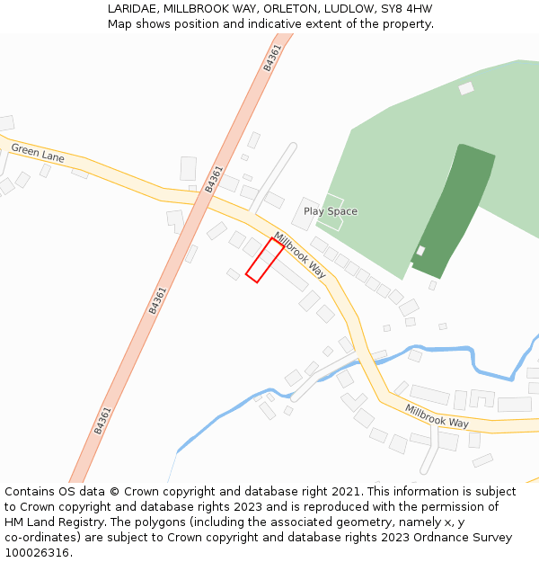LARIDAE, MILLBROOK WAY, ORLETON, LUDLOW, SY8 4HW: Location map and indicative extent of plot