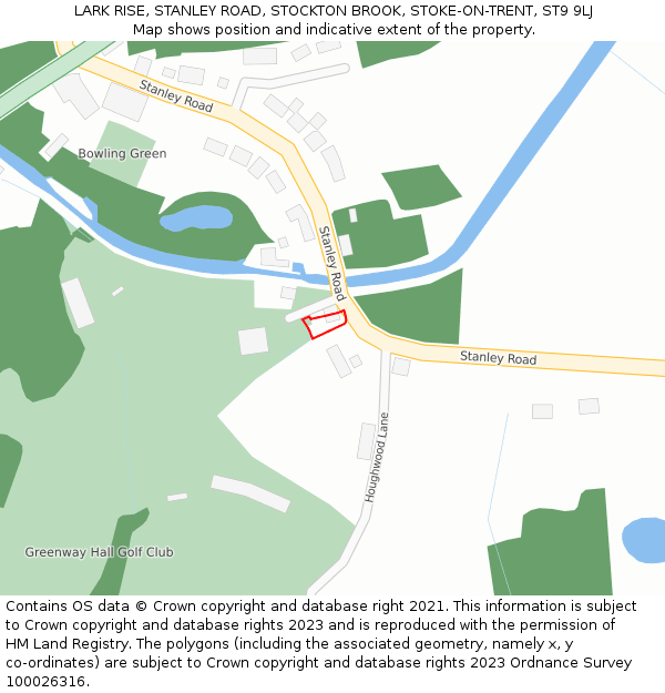 LARK RISE, STANLEY ROAD, STOCKTON BROOK, STOKE-ON-TRENT, ST9 9LJ: Location map and indicative extent of plot